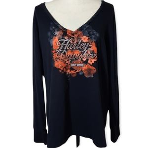 Harley Davidson V Neck Long Sleeve